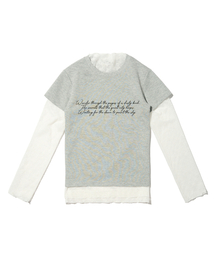スタースシースルーロングスリーブレイヤードシークレット半袖Tシャツセット（アイボリー/メランジ）