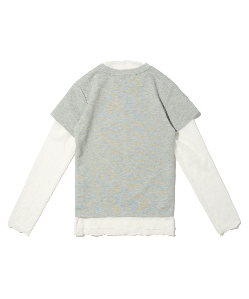 CARGOBROS FOR WOMAN(カーゴブロスフォーウィメン)の「スタースシースルーロングスリーブレイヤードシークレット半袖Tシャツセット(アイボリー/メランジ)(Tシャツ/カットソー・レディース・その他・FREE)」の5枚目の写真