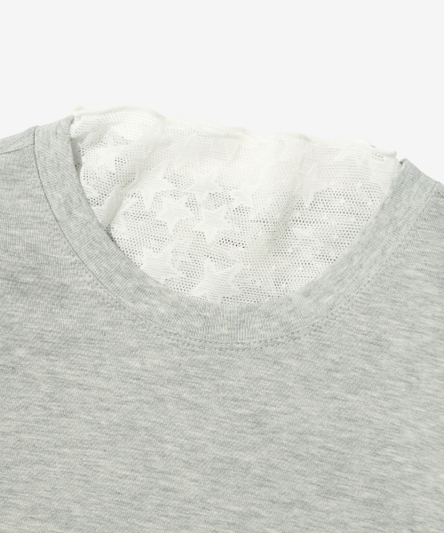 CARGOBROS FOR WOMAN(カーゴブロスフォーウィメン)の「スタースシースルーロングスリーブレイヤードシークレット半袖Tシャツセット(アイボリー/メランジ)(Tシャツ/カットソー・レディース・その他・FREE)」の2枚目の写真