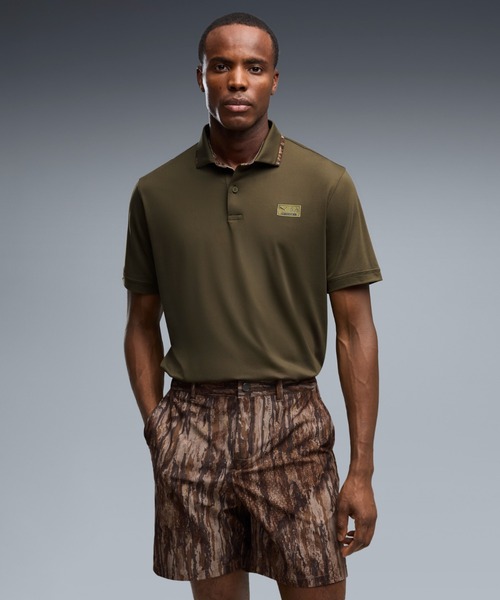 PUMA(プーマ)の「PUMA プーマ メンズ ゴルフPUMA x REALTREE ソリッド 半袖 ポロシャツ(ポロシャツ・メンズ・オフホワイト/オリーブ系・LARGE/X-SMALL/MEDIUM/SMALL/X-LARGE)」の1枚目の写真