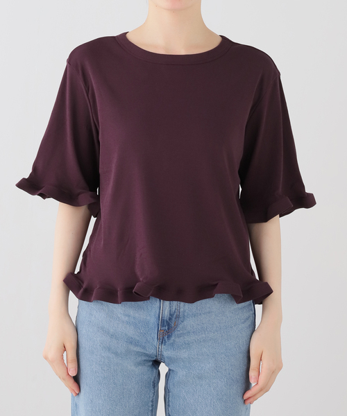 IENA（イエナ）の「ハイツイストコットン WAVE Tシャツ（Tシャツ/カットソー・レディース・ブラック/ワイン・FREE）」の2枚目の写真