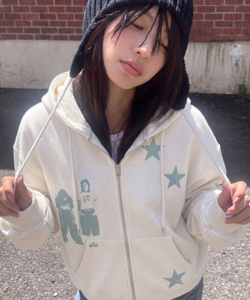 GRAVER（グレーバー）の「[UNISEX]STAR3 ジップアップパーカー_4color（パーカー・レディース・ブラック/グレー・MEDIUM/LARGE）」の8枚目の写真