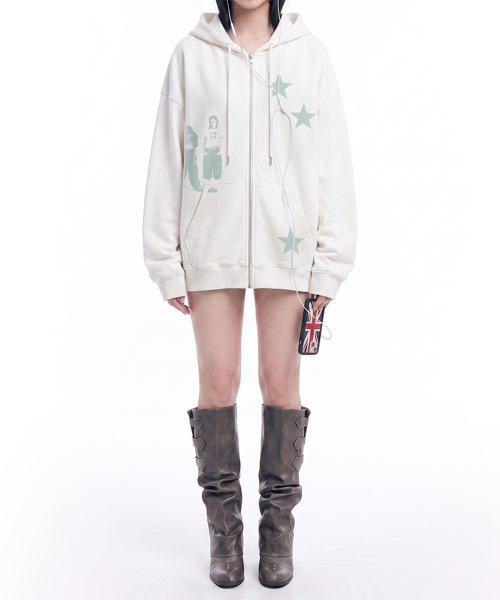 GRAVER（グレーバー）の「[UNISEX]STAR3 ジップアップパーカー_4color（パーカー・レディース・ブラック/グレー・MEDIUM/LARGE）」の10枚目の写真