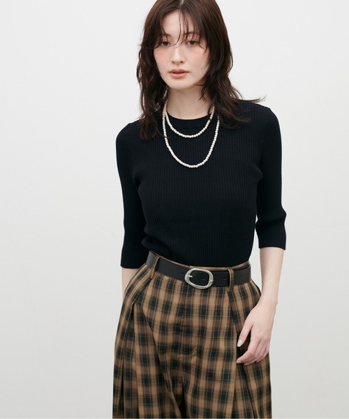 LARUTA(ラルータ)の「【LARUTA】マルチ6分袖リブニット(ニット/セーター・レディース・ブラック/オフホワイト/ボルドー/チャコールグレー/ブラウン/ベージュ・FREE)」の12枚目の写真