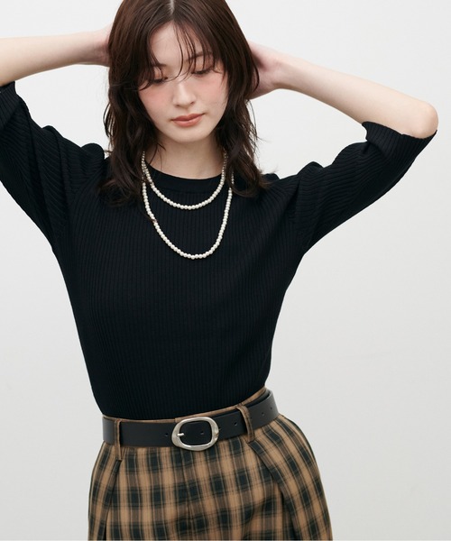 LARUTA(ラルータ)の「【LARUTA】マルチ6分袖リブニット(ニット/セーター・レディース・ブラック/オフホワイト/ボルドー/チャコールグレー/ブラウン/ベージュ・FREE)」の13枚目の写真