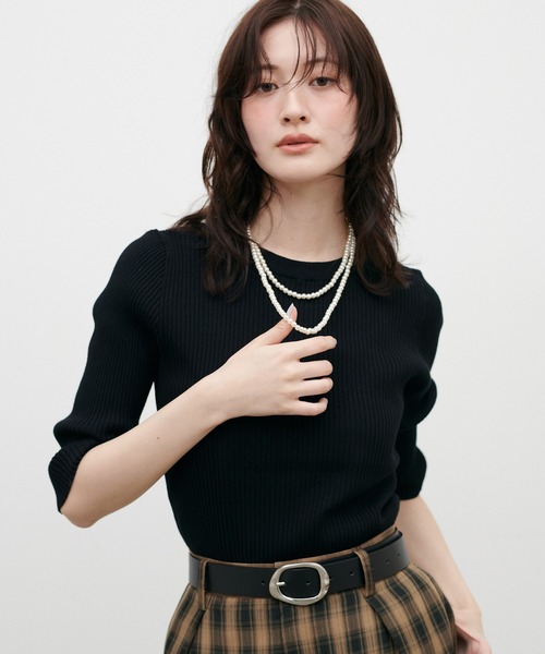 LARUTA(ラルータ)の「【LARUTA】マルチ6分袖リブニット(ニット/セーター・レディース・ブラック/オフホワイト/ボルドー/チャコールグレー/ブラウン/ベージュ・FREE)」の15枚目の写真
