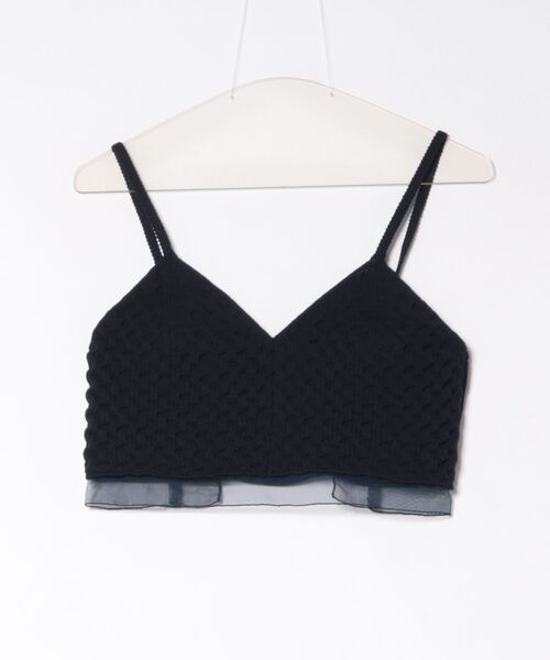 Marilyn Moon（マリリンムーン）の「polyester honeycomb knit camisole（キャミソール・レディース・ネイビー/ブラック/アイボリー・FREE）」の3枚目の写真