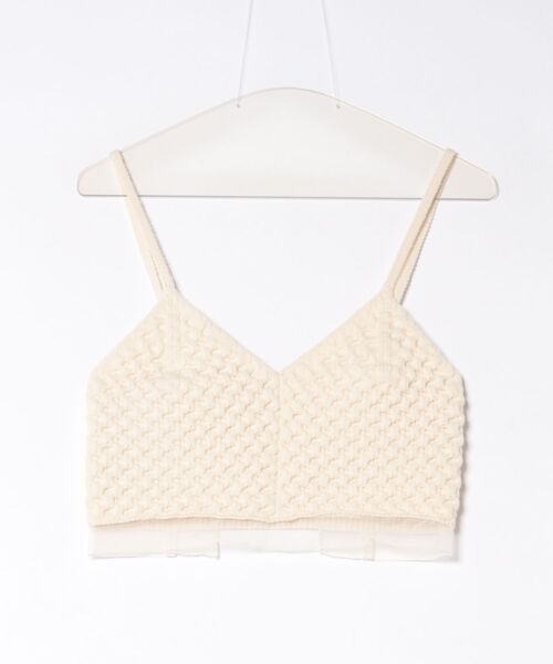 Marilyn Moon（マリリンムーン）の「polyester honeycomb knit camisole（キャミソール・レディース・ネイビー/ブラック/アイボリー・FREE）」の2枚目の写真
