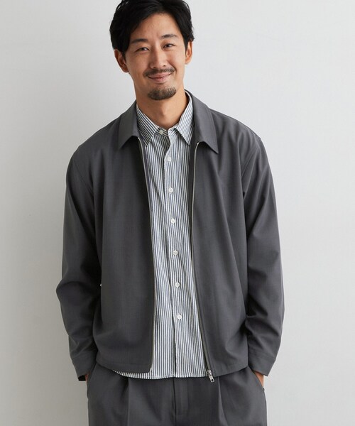 THE SHOP TK (ザ ショップ ティーケー )の「【セットアップ可/洗濯機OK】ウールライクジップブルゾン(ブルゾン・メンズ・チャコールグレー/ブラック・04/03/02)」の1枚目の写真