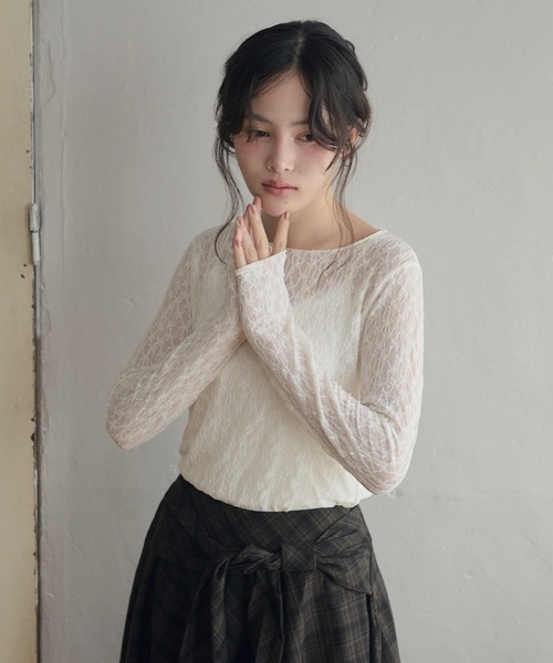 LiLIN（リリン）の「フラワーレースシアートップス / flower lace sheer top（その他トップス・レディース・アイボリー系1/アイボリー系2・FREE）」の9枚目の写真