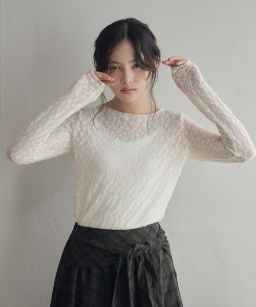 LiLIN（リリン）の「フラワーレースシアートップス / flower lace sheer top（その他トップス・レディース・アイボリー系1/アイボリー系2・FREE）」の7枚目の写真