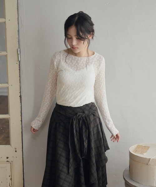 LiLIN（リリン）の「フラワーレースシアートップス / flower lace sheer top（その他トップス・レディース・アイボリー系1/アイボリー系2・FREE）」の8枚目の写真