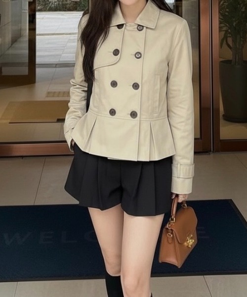 LAMPOON(ランプーン)の「【LAMPOON】ペプラムトレンチコート(トレンチコート・レディース・ベージュ/ブラック・FREE)」の13枚目の写真