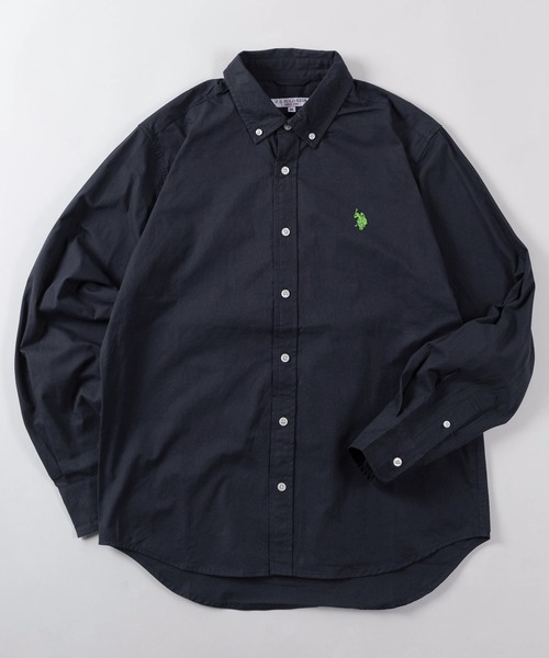 U.S. POLO ASSN.（ユーエスポロアッスン）の「【80】【U.S. POLO ASSN./ユーエスポロアッスン】ツイルピーチ ボタンダウンシャツ/オーバーサイズ/ロゴ刺繍/長袖/綿100%/羽織/BD/トラッド/アメカジ/ユニセックス/レディース/メンズ（シャツ/ブラウス・メンズ・オリーブ/ピンク/ブルー/オフホワイト/ネイビー/ベージュ・M/L/XL）」の5枚目の写真