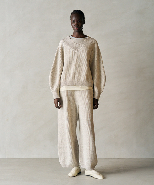 UNFIL(アンフィル)の「UNFIL アンフィル / woolen cotton & silk nep wool tweed-knit pants 混紡コットンシルクツイードニットパンツ / WXFL-UW126(その他パンツ・レディース・グレイッシュベージュ・1)」の5枚目の写真