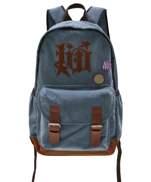 HOODHOOD(フッドフッド)の「ブークレ アップリケ コーデュロイ バックパック ダストブルー(バックパック/リュック・レディース・その他・FREE)」の1枚目の写真
