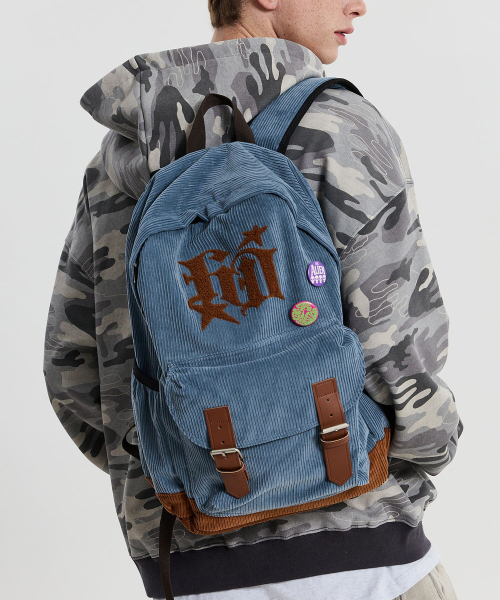 HOODHOOD(フッドフッド)の「ブークレ アップリケ コーデュロイ バックパック ダストブルー(バックパック/リュック・レディース・その他・FREE)」の4枚目の写真