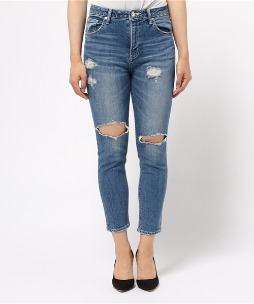 SLY（スライ）の「LARCH CRASH JW ANKLE SLIM-B（デニムパンツ・レディース・ブルー・25inch/23inch/24inch/26inch/27inch）」の2枚目の写真