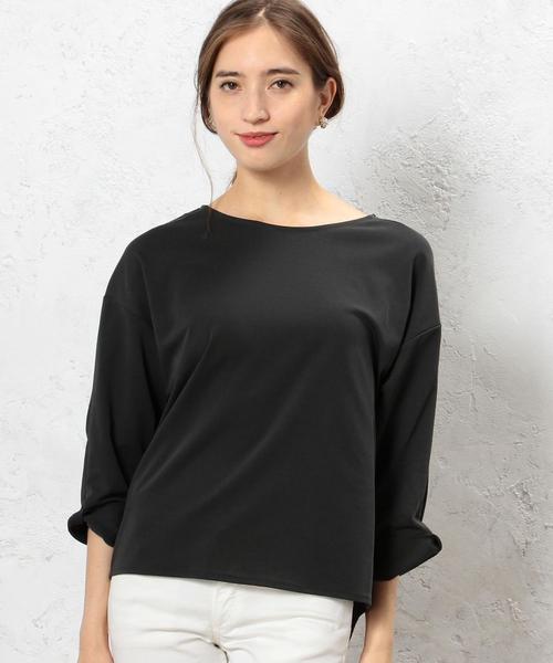 green label relaxing(グリーンレーベルリラクシング)の「CR ポンチ ソデネジレ 7SL PO カットソー◆(Tシャツ/カットソー・レディース・ブラウン/オフホワイト/ブラック・FREE)」の2枚目の写真