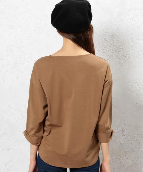 green label relaxing(グリーンレーベルリラクシング)の「CR ポンチ ソデネジレ 7SL PO カットソー◆(Tシャツ/カットソー・レディース・ブラウン/オフホワイト/ブラック・FREE)」の12枚目の写真