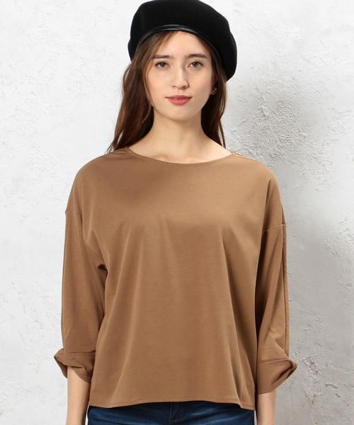 green label relaxing(グリーンレーベルリラクシング)の「CR ポンチ ソデネジレ 7SL PO カットソー◆(Tシャツ/カットソー・レディース・ブラウン/オフホワイト/ブラック・FREE)」の13枚目の写真