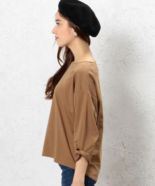 green label relaxing(グリーンレーベルリラクシング)の「CR ポンチ ソデネジレ 7SL PO カットソー◆(Tシャツ/カットソー・レディース・ブラウン/オフホワイト/ブラック・FREE)」の14枚目の写真