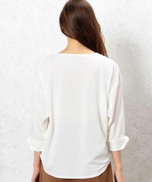 green label relaxing(グリーンレーベルリラクシング)の「CR ポンチ ソデネジレ 7SL PO カットソー◆(Tシャツ/カットソー・レディース・ブラウン/オフホワイト/ブラック・FREE)」の10枚目の写真