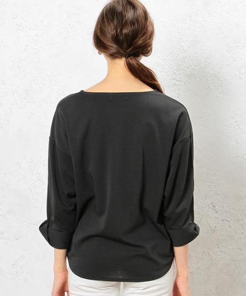 green label relaxing(グリーンレーベルリラクシング)の「CR ポンチ ソデネジレ 7SL PO カットソー◆(Tシャツ/カットソー・レディース・ブラウン/オフホワイト/ブラック・FREE)」の4枚目の写真