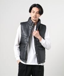総柄PUスタンド中綿ベスト