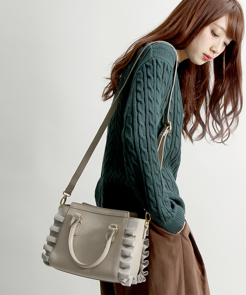 WEGO（ウィゴー）の「WEGO/フリルショルダーバッグ（ショルダーバッグ・レディース・グレー/ピンク/ブラック・FREE）」の14枚目の写真