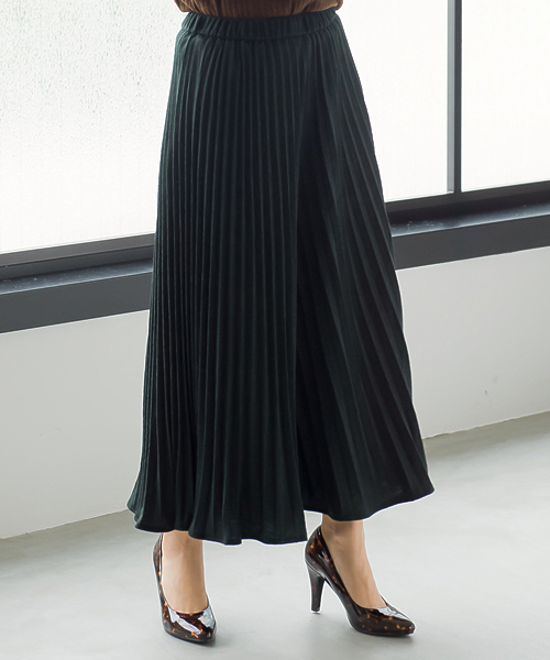 Re:EDIT（リエディ）の「[リエディ]ニットソープリーツスカンツ[リエディオリジナル]ボトムス/パンツ/ワイドパンツ・ガウチョパンツ（その他パンツ・レディース・ワイン/モカ/ブラック/パープル/ダークブルー・X-LARGE/LARGE/MEDIUM）」の2枚目の写真