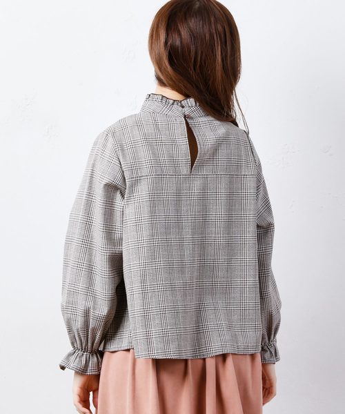 natural couture(ナチュラルクチュール)の「グレンチェック スタンドフリルブラウス(シャツ/ブラウス・レディース・オフホワイト/グレー/ベージュ・FREE)」の16枚目の写真