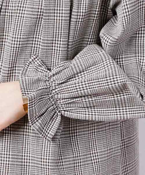 【新品】ANAYI グレンチェック フリルブラウス DiDi Guranjie グレンチェック 袖フリルブラウス（白×黒） | DiDi