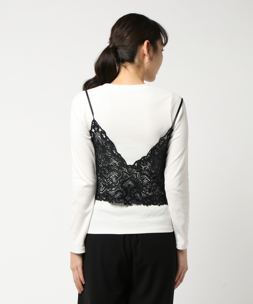 VENCEEXCHANGE（ヴァンスエクスチェンジ）の「レースキャミアンサンブル                   （Tシャツ/カットソー・レディース・ブラック/イエロー・MEDIUM）」の5枚目の写真