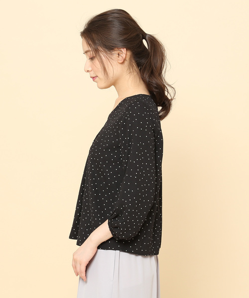 ROPE' PICNIC（ロペピクニック）の「ドットプリントVネックブラウス（シャツ/ブラウス・レディース・ブラック・36/38）」の4枚目の写真