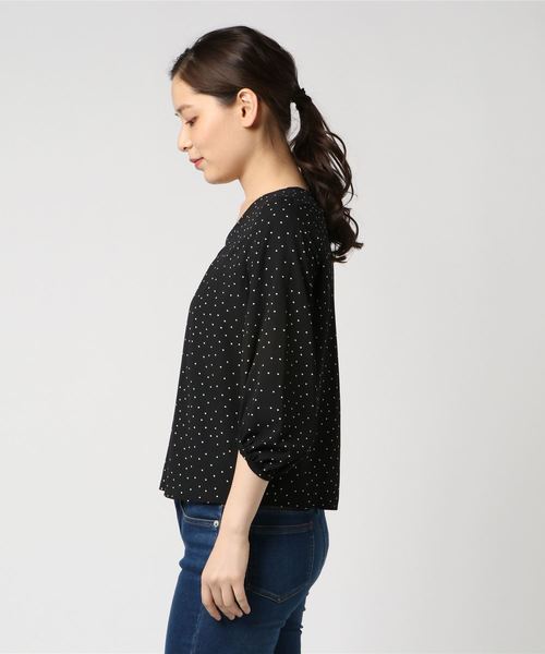 ROPE' PICNIC（ロペピクニック）の「ドットプリントVネックブラウス（シャツ/ブラウス・レディース・ブラック・36/38）」の3枚目の写真
