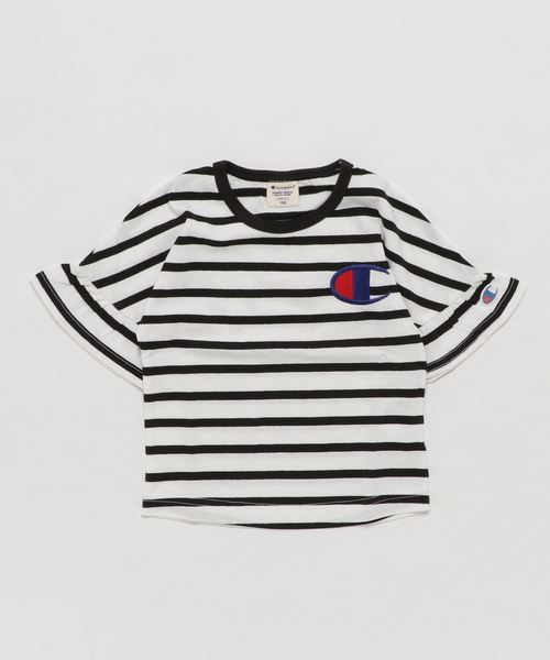 Champion(チャンピオン)の「【Champion】フレアスリーブ刺繍Tシャツ(Tシャツ/カットソー・キッズ・グレー/ピンク/ブラック/ホワイト/ホワイト×ブラック・140/100/120/110/130)」の8枚目の写真