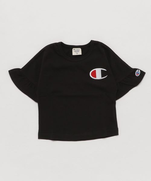 Champion(チャンピオン)の「【Champion】フレアスリーブ刺繍Tシャツ(Tシャツ/カットソー・キッズ・グレー/ピンク/ブラック/ホワイト/ホワイト×ブラック・140/100/120/110/130)」の9枚目の写真