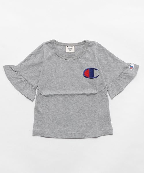 Champion(チャンピオン)の「【Champion】フレアスリーブ刺繍Tシャツ(Tシャツ/カットソー・キッズ・グレー/ピンク/ブラック/ホワイト/ホワイト×ブラック・140/100/120/110/130)」の10枚目の写真