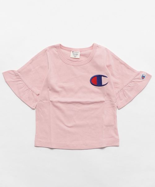 Champion(チャンピオン)の「【Champion】フレアスリーブ刺繍Tシャツ(Tシャツ/カットソー・キッズ・グレー/ピンク/ブラック/ホワイト/ホワイト×ブラック・140/100/120/110/130)」の11枚目の写真