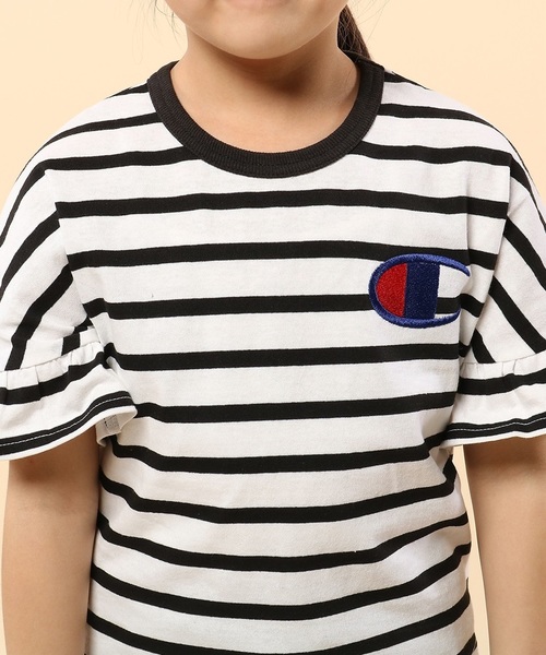 Champion(チャンピオン)の「【Champion】フレアスリーブ刺繍Tシャツ(Tシャツ/カットソー・キッズ・グレー/ピンク/ブラック/ホワイト/ホワイト×ブラック・140/100/120/110/130)」の14枚目の写真