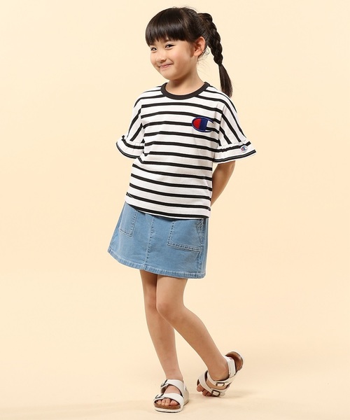Champion(チャンピオン)の「【Champion】フレアスリーブ刺繍Tシャツ(Tシャツ/カットソー・キッズ・グレー/ピンク/ブラック/ホワイト/ホワイト×ブラック・140/100/120/110/130)」の15枚目の写真