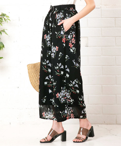 KOBE LETTUCE（コウベレタス）の「[ドット柄/フラワー柄]バックウエストゴムDカンベルトワイドパンツ レディース ボトムス[M2130]神戸レタス（その他パンツ・レディース・ホワイト/ブラック/イエロー系その他/グリーン系その他/ブラック系その他・FREE）」の3枚目の写真