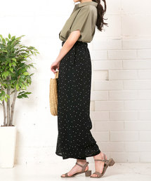 KOBE LETTUCE | [ドット柄/フラワー柄]バックウエストゴムDカンベルトワイドパンツ レディース ボトムス[M2130]神戸レタス(その他パンツ)