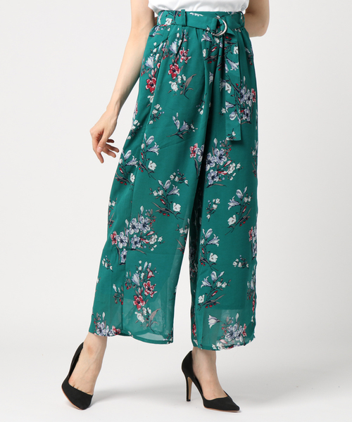 KOBE LETTUCE（コウベレタス）の「[ドット柄/フラワー柄]バックウエストゴムDカンベルトワイドパンツ レディース ボトムス[M2130]神戸レタス（その他パンツ・レディース・ホワイト/ブラック/イエロー系その他/グリーン系その他/ブラック系その他・FREE）」の4枚目の写真