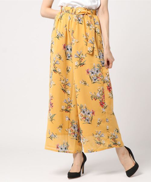 KOBE LETTUCE（コウベレタス）の「[ドット柄/フラワー柄]バックウエストゴムDカンベルトワイドパンツ レディース ボトムス[M2130]神戸レタス（その他パンツ・レディース・ホワイト/ブラック/イエロー系その他/グリーン系その他/ブラック系その他・FREE）」の5枚目の写真