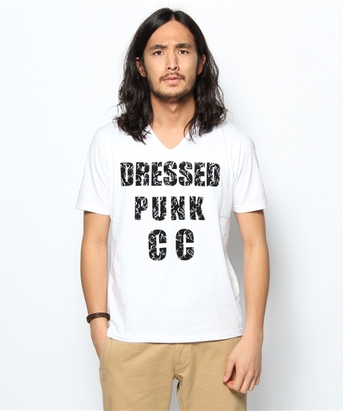 CUSTOM CULTURE(カスタムカルチャー)の「プリントTEE DRESSED PUNK(Tシャツ/カットソー・メンズ・サックスブルー/ライトピンク/クリーム/ブラック×ホワイト/ホワイト×ブラック/ホワイト×ピンク/ブラック×ブルー・2/3)」の2枚目の写真
