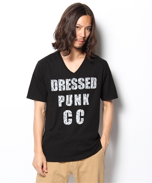 CUSTOM CULTURE(カスタムカルチャー)の「プリントTEE DRESSED PUNK(Tシャツ/カットソー・メンズ・サックスブルー/ライトピンク/クリーム/ブラック×ホワイト/ホワイト×ブラック/ホワイト×ピンク/ブラック×ブルー・2/3)」の4枚目の写真
