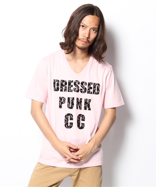 CUSTOM CULTURE(カスタムカルチャー)の「プリントTEE DRESSED PUNK(Tシャツ/カットソー・メンズ・サックスブルー/ライトピンク/クリーム/ブラック×ホワイト/ホワイト×ブラック/ホワイト×ピンク/ブラック×ブルー・2/3)」の1枚目の写真