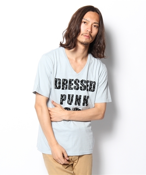CUSTOM CULTURE(カスタムカルチャー)の「プリントTEE DRESSED PUNK(Tシャツ/カットソー・メンズ・サックスブルー/ライトピンク/クリーム/ブラック×ホワイト/ホワイト×ブラック/ホワイト×ピンク/ブラック×ブルー・2/3)」の7枚目の写真